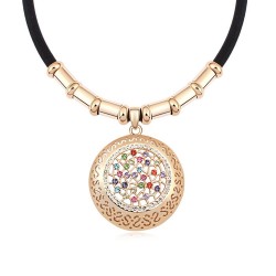 Yellow gold plated with multi color Swarovski elements mangalsutra style lace pendant 